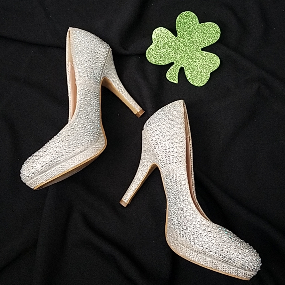 Bella Luna glittery rhinestone high heels